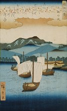 Returning Sails at Yabase, between circa 1855 and circa 1858. Creator: Ando Hiroshige.