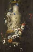 Marble Vase with Garland of Flowers. Creator: Jean-Baptisite Monnoyer.