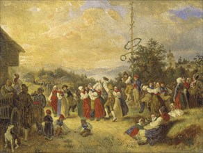 Midsummer Dance at Rättvik, 1852. Creator: Kilian Christoffer Zoll.