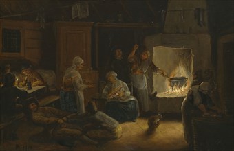 Inside a Peasant's Cottage in Småland, 1801. Creator: Pehr Hörberg.