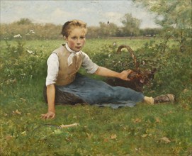 Picking Flowers, 1882. Creator: Hugo Salmson.