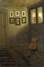 The Girl at the Door. Interior of the Artist's home, Älvängen, 1908. Creator: Ivar Arosenius.