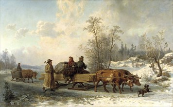 Peasants from Sorunda on their Way to Stockholm, 1862. Creator: Nils Andersson.