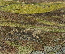 Sheep in a Dell, 1907. Creator: Nils Kreuger.