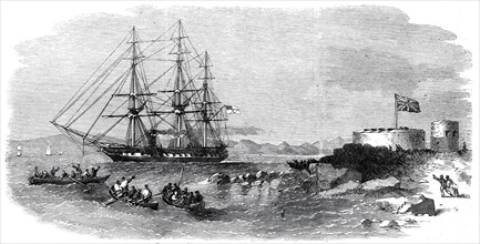 H.M.S. "Euryalus", with Prince Alfred on board, entering Simon's Bay, 1860. Creator: Unknown.
