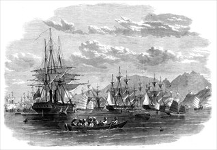 The Combined Fleet in China - transports in Cowloong Bay preparing to get under way for..., 1860. Creator: Unknown.