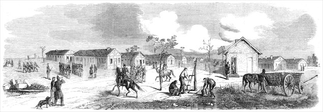 Quarters for infantry at the camp of Chalons - from a drawing by M. Beaucé, 1860. Creator: Unknown.