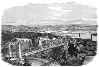 The Suspension Bridge over the River St. John, New Brunswick, visited by the Prince of Wales..., 186 Creator: Unknown.