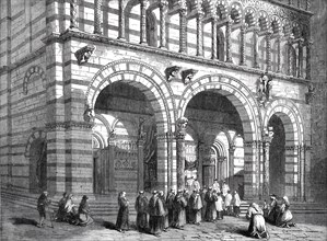 Portion of the façade of Lucca Cathedral, 1860. Creator: Unknown.
