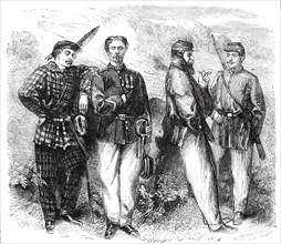 Garibaldian volunteers - from a photograph by Herr Fehrenbachs, 1860. Creator: Unknown.