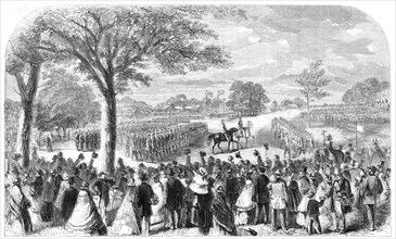 The Review of Lancashire Rifle Volunteers in Knowsley Park..., 1860. Creator: Unknown.