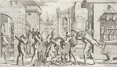Trades Practiced in Bologna, c1640. Creators: Agostino Parisini, Francesco Curti.