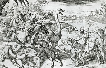 Ostrich Hunt, 16th century. Creator: Antonio Tempesta.