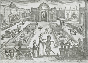 April: A Garden, published 1599. Creator: Antonio Tempesta.
