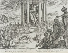 The Statue of Jupiter at Olympia, published 1610. Creator: Antonio Tempesta.