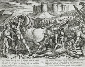 The Romans Misled by Civilis' Horse that He was Dead or Injured, Publshed 1612. Creator: Antonio Tempesta.