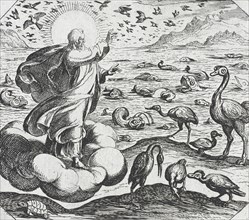 God Creating the Birds and the Fish, c1600. Creator: Antonio Tempesta.