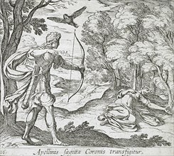Apollo Killing Coronis, published 1606. Creators: Antonio Tempesta, Wilhelm Janson.