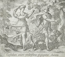 Cephalus and Aurora, published 1606. Creators: Antonio Tempesta, Wilhelm Janson.