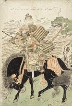 Warrior Mounted on a Black Horse (image 2 of 2), c1780s. Creator: Kitao Shigemasa.