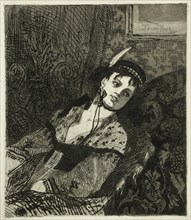 La Femme à la toque écossaise, 1865. Creator: Félicien Rops.