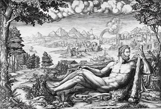 Hercules Resting from His Labors, 1567. Creator: Giorgio Ghisi.