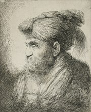 Bearded Man Wearing a Turban, between circa 1647 and circa 1651. Creator: Giovanni Benedetto Castiglione.