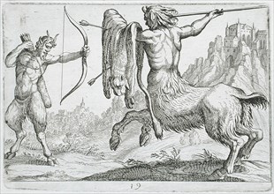 A Centaur Attacking a Satyr, 1610. Creator: Hendrick Hondius I.