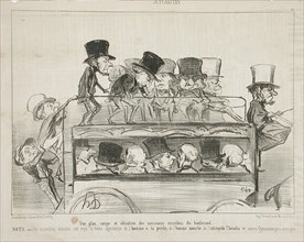 Vue plan coupé et elévation des nouveau omnibus du boulevard, 1853. Creator: Honore Daumier.