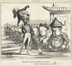 Passant la revue des fumeurs d'opium, 1858. Creator: Honore Daumier.