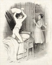 Théâtre du Vaudeville - Passé Minuit, 1839. Creator: Honore Daumier.