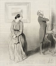 Bichette...viens donc arranger ma rosette!..., 1844. Creator: Honore Daumier.