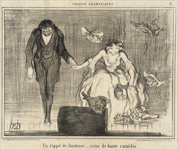 Un rappel de chanteuse..., 1857. Creator: Honore Daumier.