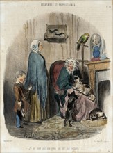Je ne loue pas aux gens qui ont des enfants!, 1847. Creator: Honore Daumier.