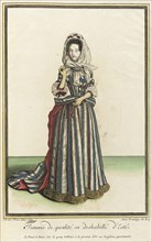 Recueil des modes de la cour de France, 'Femme de Qualité en Deshabillé d'Esté', 1684. Creator: Jean de Dieu.