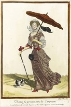 Recueil des modes de la cour de France, 'Dame se Promenant a la Campaigne', between c1675 and c1677. Creator: Jean de Dieu.