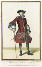 Recueil des modes de la cour de France, 'Homme de Qualité en Surtout', 1684. Creator: Jean de Dieu.