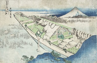 Joshu, Ushibori, Hetachi Provinces (image 1 of 2), 19th century. Creator: Hokusai.