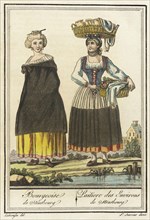 Costumes de Différent Pays, 'Bourgeoise de Strasbourg/ Laitiere des Environs de Strasbourg', c1797. Creators: Jacques Grasset de Saint-Sauveur, LF Labrousse.
