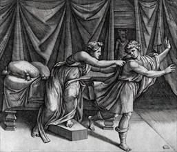 Joseph and Potiphar's Wife, c1520. Creator: Marcantonio Raimondi.
