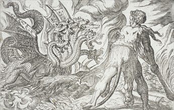 Hercules and the Hydra of Lerna, 1608. Creators: Antonio Tempesta, Nicolaus van Aelst.
