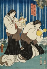Actors Reversing Gender Roles in the Story of Narukami (image 2 of 3), 1854. Creator: Utagawa Kunisada.
