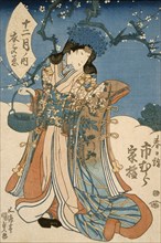 The Actor Ichimura Kakitsu in a Female Role, 1840s Creator: Utagawa Kunisada.