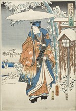 An Elegant Genji in Snow, 1853. Creator: Utagawa Kunisada.
