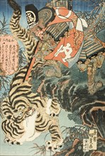 Watonai Capturing a Tiger, c1830. Creator: Utagawa Kunisada.