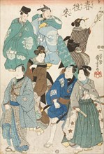 Actors Portraits Disguised as a Street Crowd, between circa 1850 and circa 1851. Creator: Utagawa Kuniyoshi.
