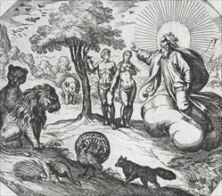 God Forbidding Adam and Eve to Eat of the Tree of Knowledge, 16th century. Creator: Antonio Tempesta.