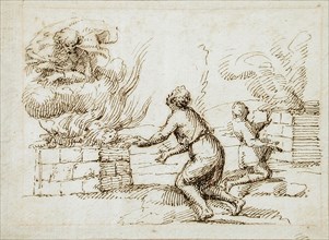 Sacrifice of Cain and Abel, 16th-17th century. Creator: Francesco Allegrini.