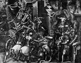 The Fall of Troy and the Escape of Aeneas, mid-1540s. Creator: Giorgio Ghisi.