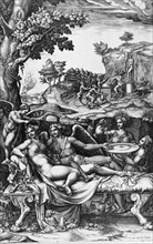 Cupid and Psyche, 1574. Creators: Giorgio Ghisi, Giulio Romano.